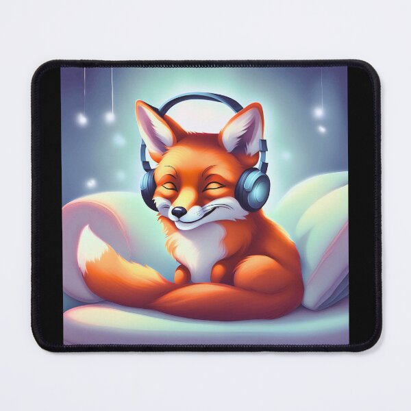 Item preview, Smiling fox with headphones on pillow designed and sold by ColorfulCreate.