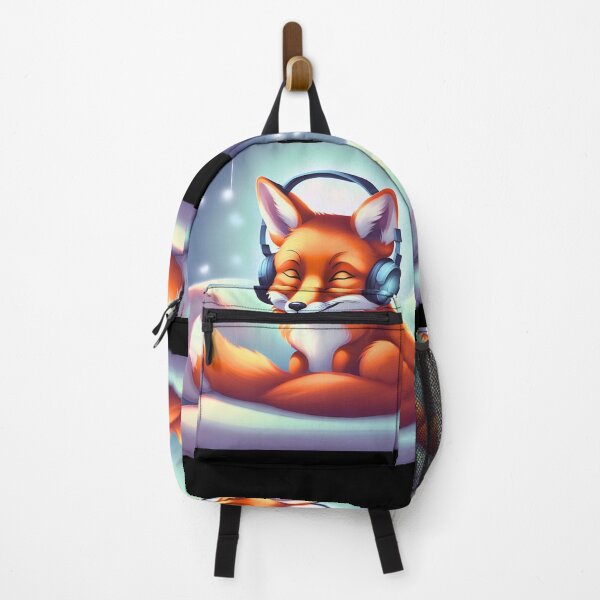 Item preview, Smiling fox with headphones on pillow designed and sold by ColorfulCreate.