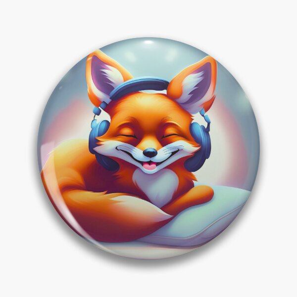 Item preview, Smiling fox with headphones on pillow designed and sold by ColorfulCreate.