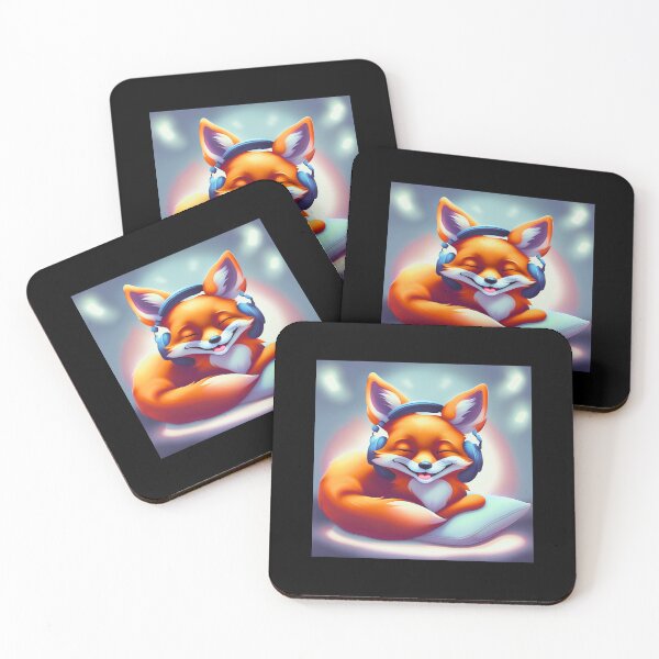 Item preview, Smiling fox with headphones on pillow designed and sold by ColorfulCreate.