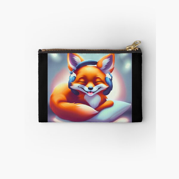 Item preview, Smiling fox with headphones on pillow designed and sold by ColorfulCreate.