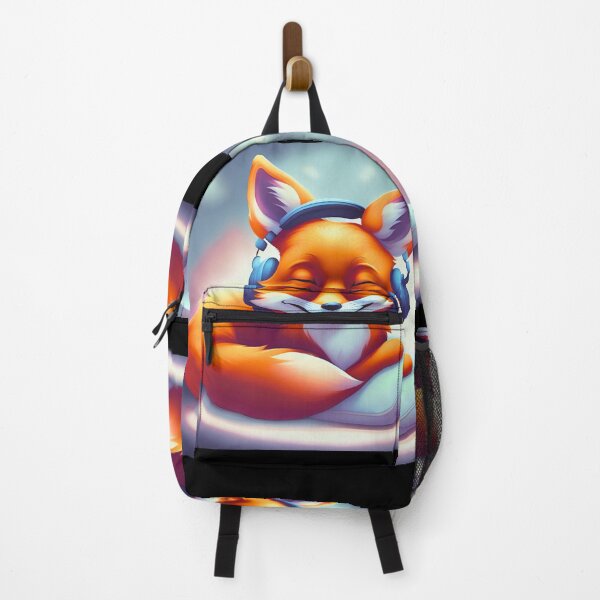 Item preview, Smiling fox with headphones on pillow designed and sold by ColorfulCreate.