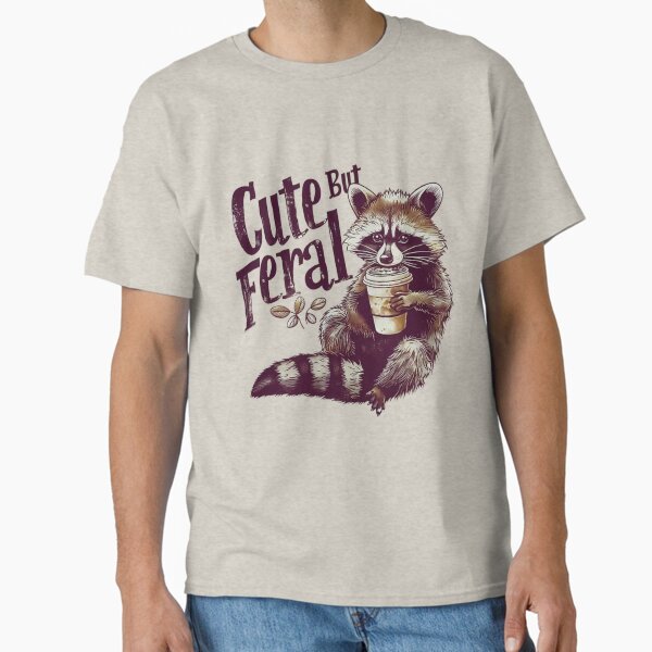 Item preview, Cute But Feral Vintage Raccoon Shirt For Men, For Women, Funny Loves Coffee Gift designed and sold by jelee-jelee.