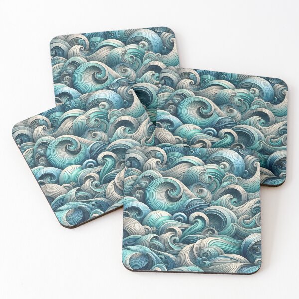 Item preview, Wave: Aqua and silver patterns designed and sold by BlackCatspet1.