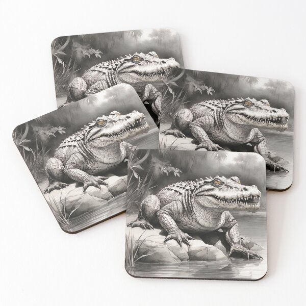 Item preview, Black and white Crocodile drawing designed and sold by Pencil-Art.