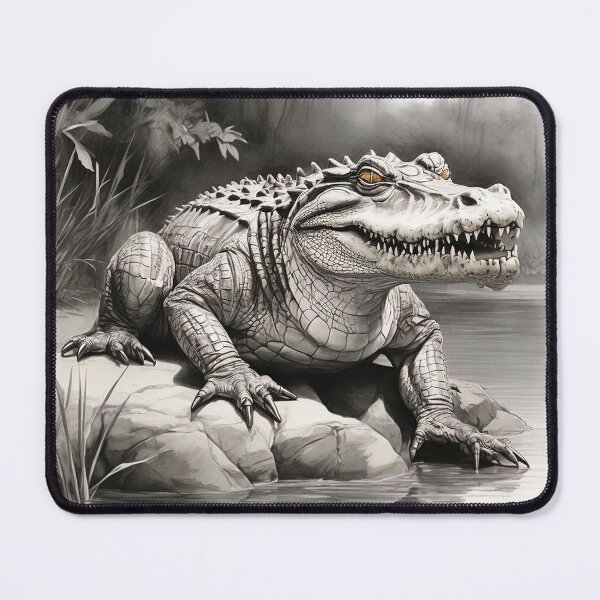 Item preview, Black and white Crocodile drawing designed and sold by Pencil-Art.