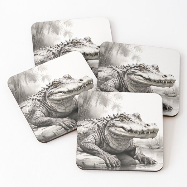Item preview, Black and white Crocodile drawing designed and sold by Pencil-Art.