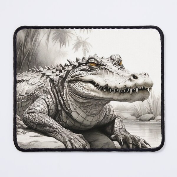 Item preview, Black and white Crocodile drawing designed and sold by Pencil-Art.