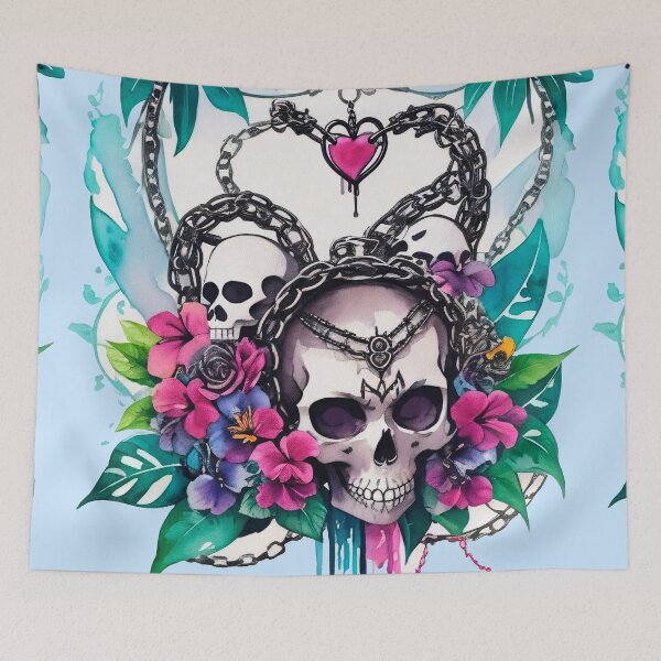 Item preview, Tropical Summer Voodoo Skulls Floral Composition designed and sold by MadnessEnvelope.