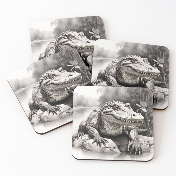 Item preview, Black and white Crocodile drawing designed and sold by Pencil-Art.