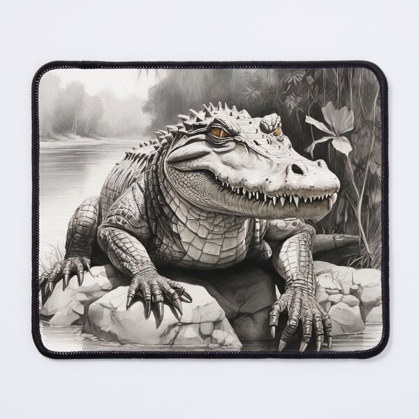 Item preview, Black and white Crocodile drawing designed and sold by Pencil-Art.