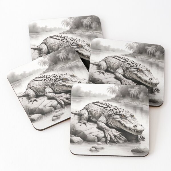 Item preview, Black and white Crocodile drawing designed and sold by Pencil-Art.