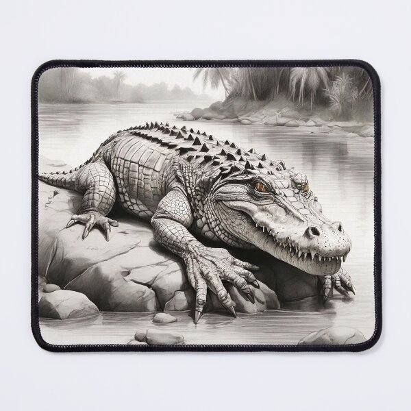 Item preview, Black and white Crocodile drawing designed and sold by Pencil-Art.