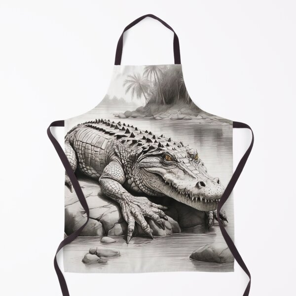 Item preview, Black and white Crocodile drawing designed and sold by Pencil-Art.