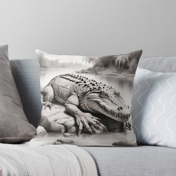 Item preview, Black and white Crocodile drawing designed and sold by Pencil-Art.