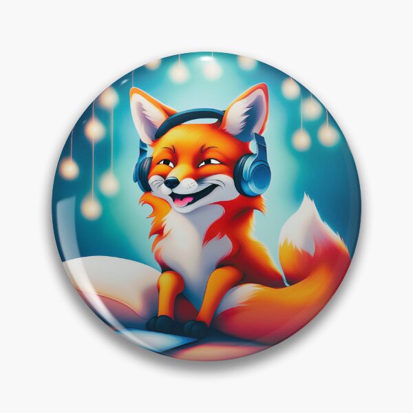 Item preview, Smiling fox with headphones on pillow designed and sold by ColorfulCreate.