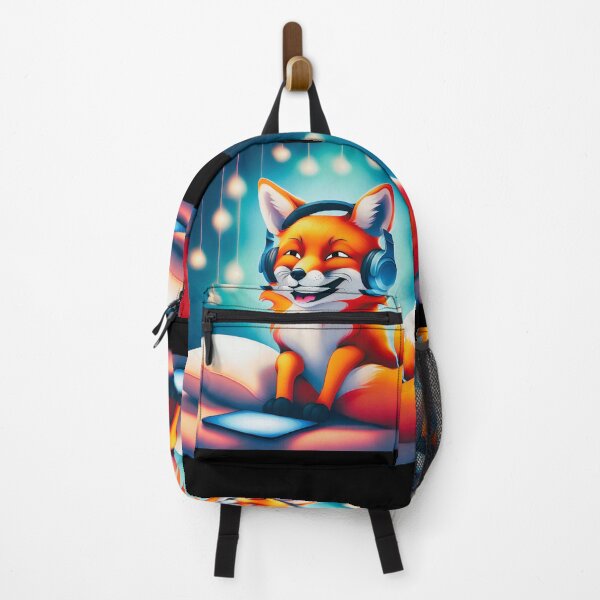 Item preview, Smiling fox with headphones on pillow designed and sold by ColorfulCreate.