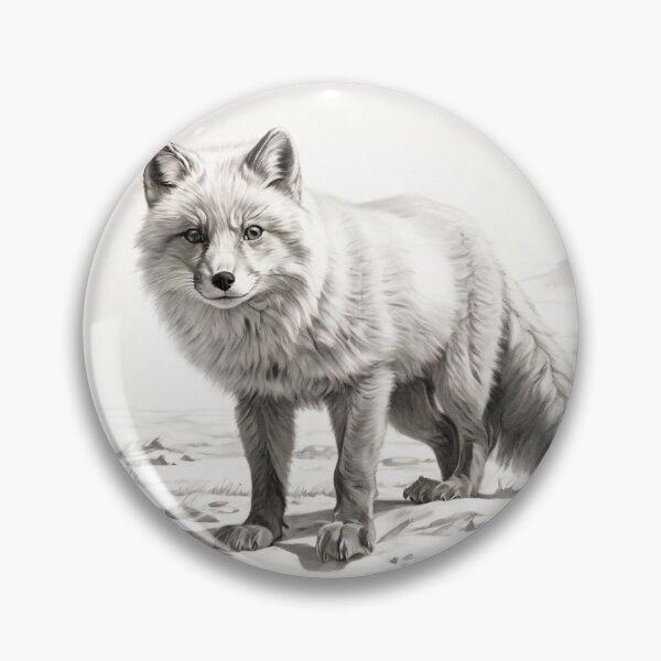 Item preview, Pencil-drawn Arctic Fox - High-Quality Black and White Design designed and sold by Pencil-Art.