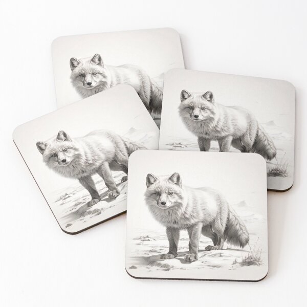 Item preview, Pencil-drawn Arctic Fox - High-Quality Black and White Design designed and sold by Pencil-Art.