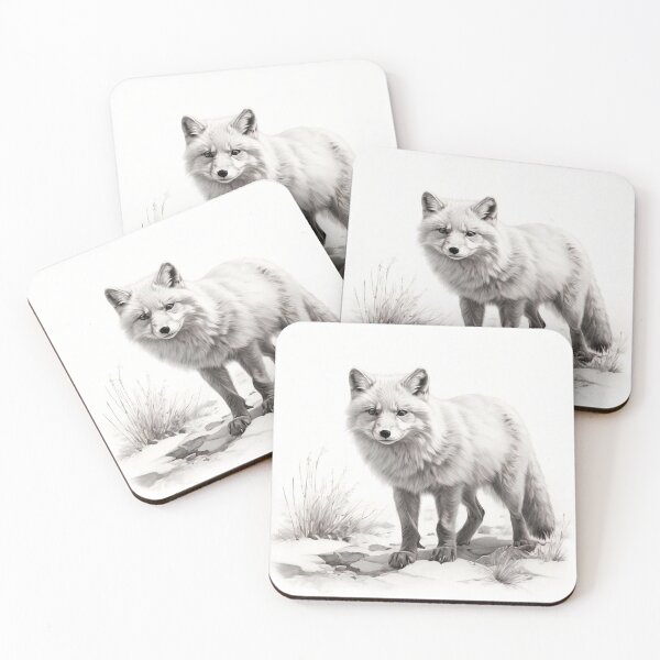 Item preview, Pencil-drawn Arctic Fox - High-Quality Black and White Design designed and sold by Pencil-Art.
