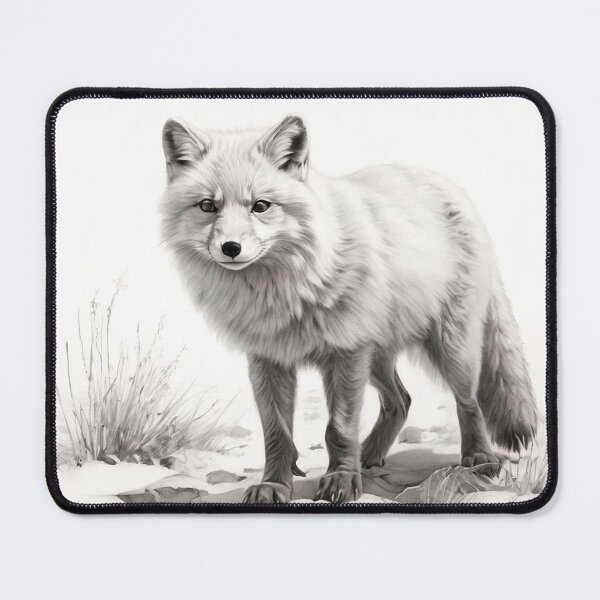 Item preview, Pencil-drawn Arctic Fox - High-Quality Black and White Design designed and sold by Pencil-Art.