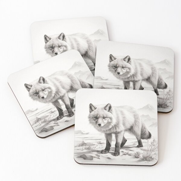 Item preview, Pencil-drawn Arctic Fox - High-Quality Black and White Design designed and sold by Pencil-Art.