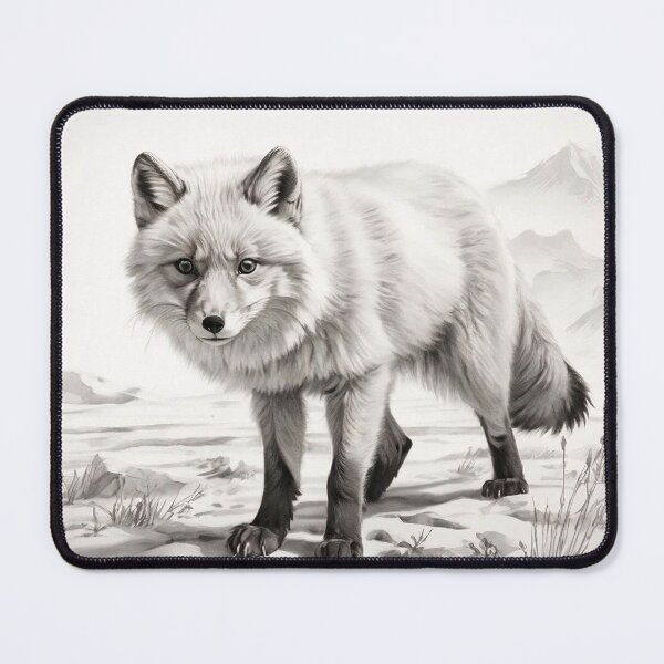 Item preview, Pencil-drawn Arctic Fox - High-Quality Black and White Design designed and sold by Pencil-Art.