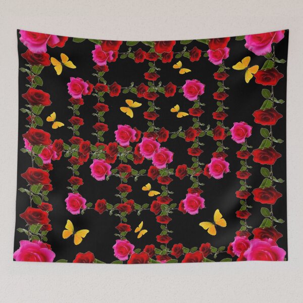 Item preview,  RED PINK ROSE & YELLOW BUTTERFLIES GARDEN MAZE designed and sold by sharlesart.