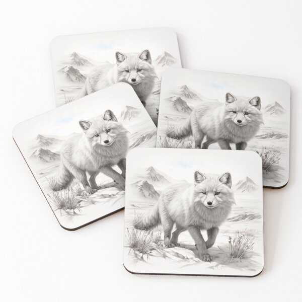 Item preview, Pencil-drawn Arctic Fox - High-Quality Black and White Design designed and sold by Pencil-Art.