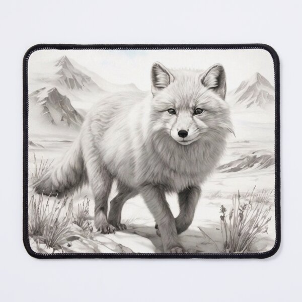 Item preview, Pencil-drawn Arctic Fox - High-Quality Black and White Design designed and sold by Pencil-Art.