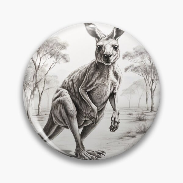 Item preview, Black and White Kangaroo pencil drawing designed and sold by Pencil-Art.
