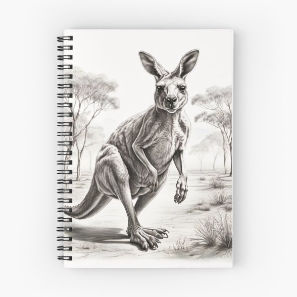 Item preview, Black and White Kangaroo pencil drawing designed and sold by Pencil-Art.