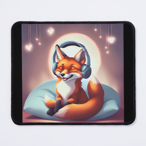 Item preview, Smiling fox with headphones on pillow designed and sold by ColorfulCreate.