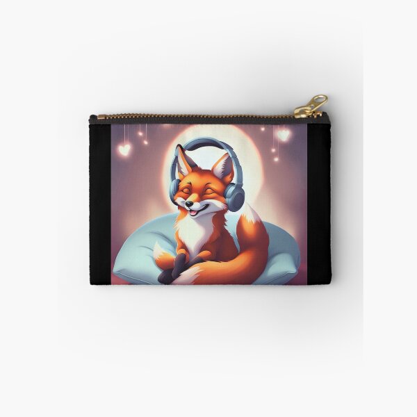Item preview, Smiling fox with headphones on pillow designed and sold by ColorfulCreate.