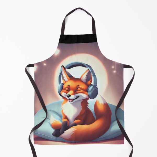Item preview, Smiling fox with headphones on pillow designed and sold by ColorfulCreate.