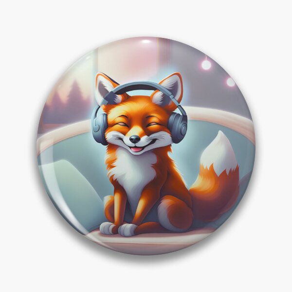 Item preview, Smiling fox with headphones on pillow designed and sold by ColorfulCreate.