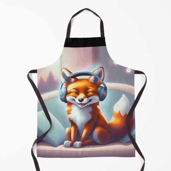 Item preview, Smiling fox with headphones on pillow designed and sold by ColorfulCreate.