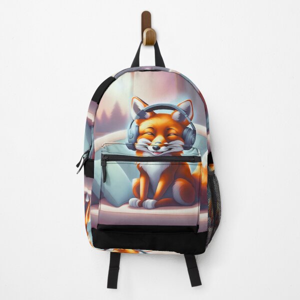 Item preview, Smiling fox with headphones on pillow designed and sold by ColorfulCreate.