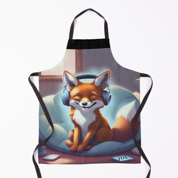 Item preview, Smiling fox with headphones on pillow designed and sold by ColorfulCreate.