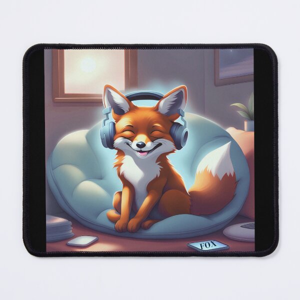 Item preview, Smiling fox with headphones on pillow designed and sold by ColorfulCreate.