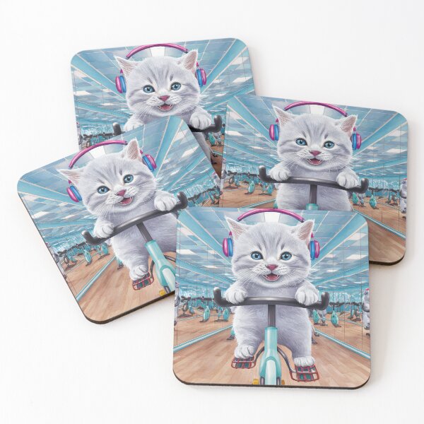 Item preview, A Cute Gray Kitten Exercise On A Bike designed and sold by pixelplaza.