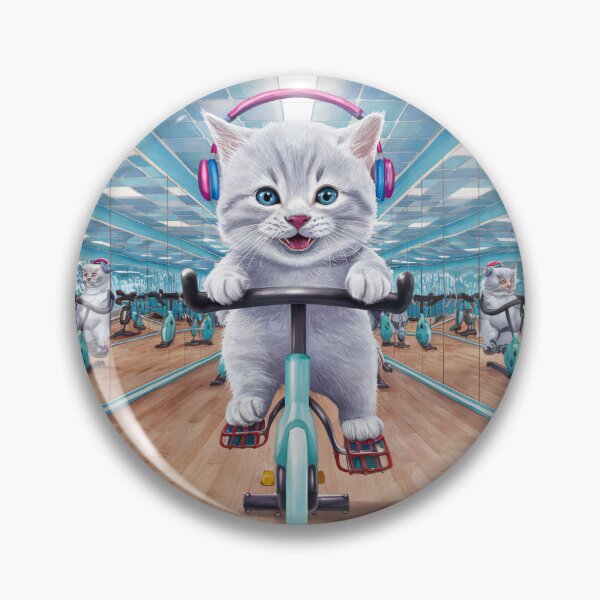Item preview, A Cute Gray Kitten Exercise On A Bike designed and sold by pixelplaza.