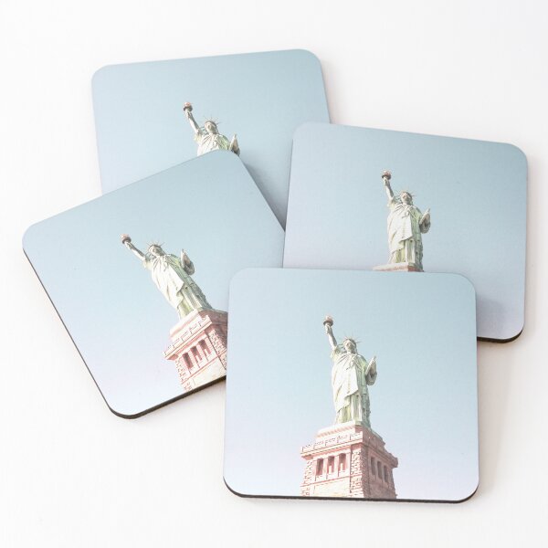 Item preview, New York, USA I Statue of Liberty neutral pastel with a retro vintage minimalist fine art photography summer aesthetic with brick architecture, symbol of USA on Liberty Island from the Hudson River designed and sold by Julie Travel Photography.