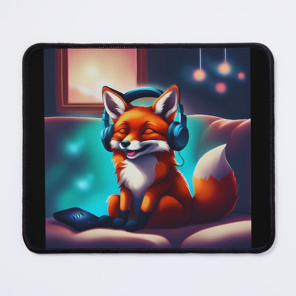 Item preview, Smiling fox with headphones on pillow designed and sold by ColorfulCreate.