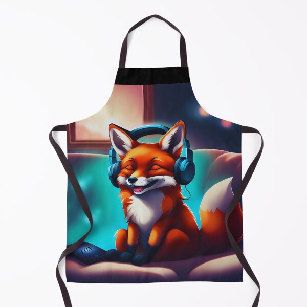Item preview, Smiling fox with headphones on pillow designed and sold by ColorfulCreate.
