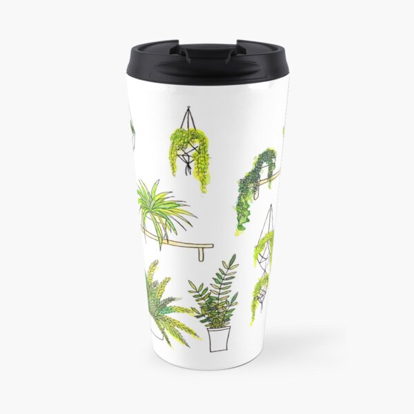 Houseplant Heaven Watercolour Painting Travel Mug