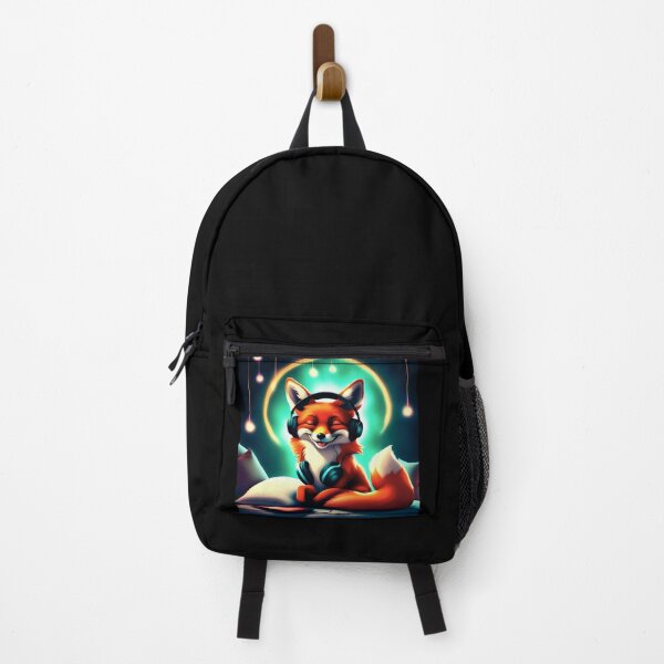 Item preview, Smiling fox with headphones on pillow designed and sold by ColorfulCreate.