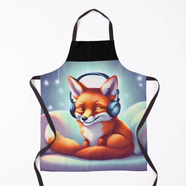 Item preview, Smiling fox with headphones on pillow designed and sold by ColorfulCreate.