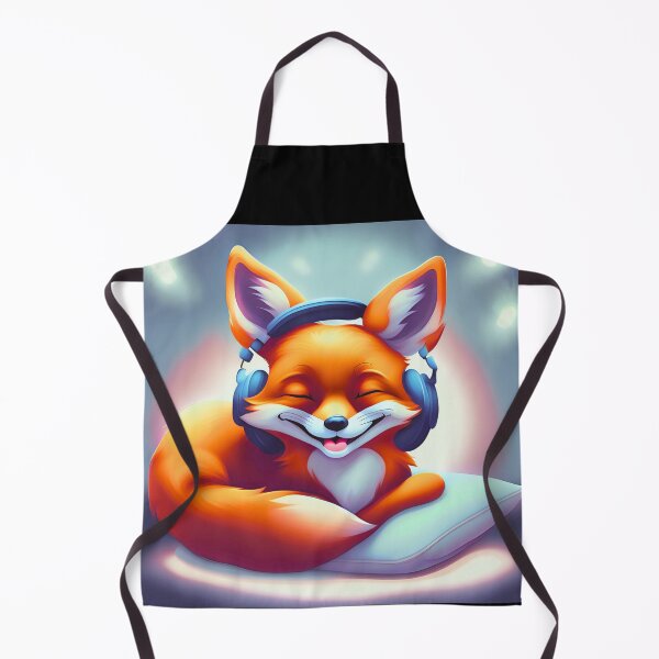Item preview, Smiling fox with headphones on pillow designed and sold by ColorfulCreate.