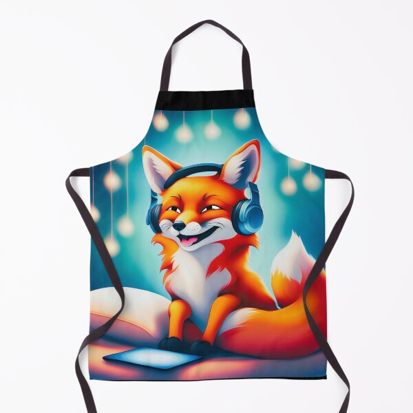 Item preview, Smiling fox with headphones on pillow designed and sold by ColorfulCreate.